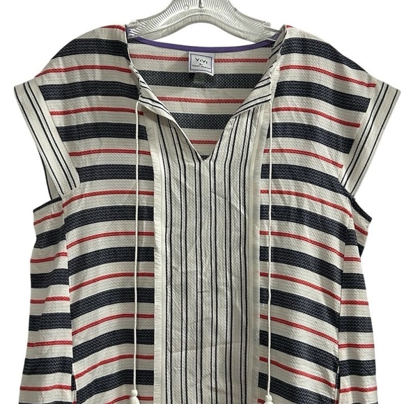 Vivi by Violet Weekend Women's Striped Sleeveless Dress M Side Pockets - Picture 2 of 8